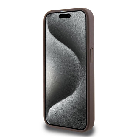 Apple iPhone 15 Pro Kılıf Guess Orjinal Lisanslı M-safe Şarj Özellikli PU Halkalı 4G Desenli Yazı Logolu Kapak
