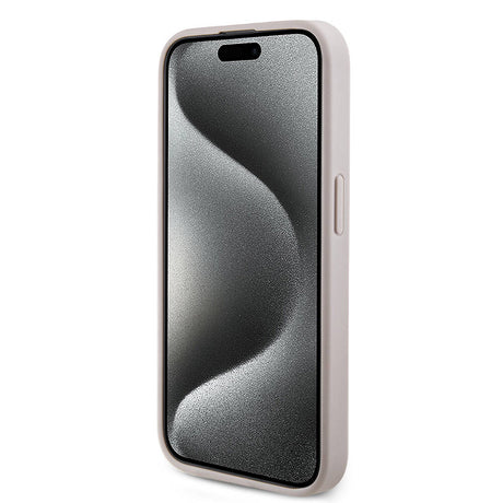 Apple iPhone 15 Pro Kılıf Guess Orjinal Lisanslı M-safe Şarj Özellikli PU Halkalı 4G Desenli Yazı Logolu Kapak
