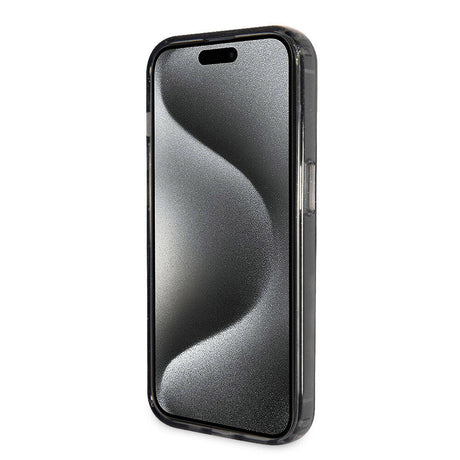 Apple iPhone 15 Pro Kılıf Guess Orjinal Lisanslı M-safe Şarj Özellikli Simli Arka Yüzey Ring Standlı Kapak