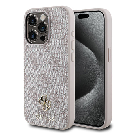 Apple iPhone 15 Pro Kılıf Guess Orjinal Lisanslı M-safe Şarj Özellikli Small 4G Classic Kapak