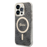 Apple iPhone 15 Pro Kılıf Guess Orjinal Lisanslı M-safe Şarj Özellikli Yazı Logolu 4G Desenli Kapak