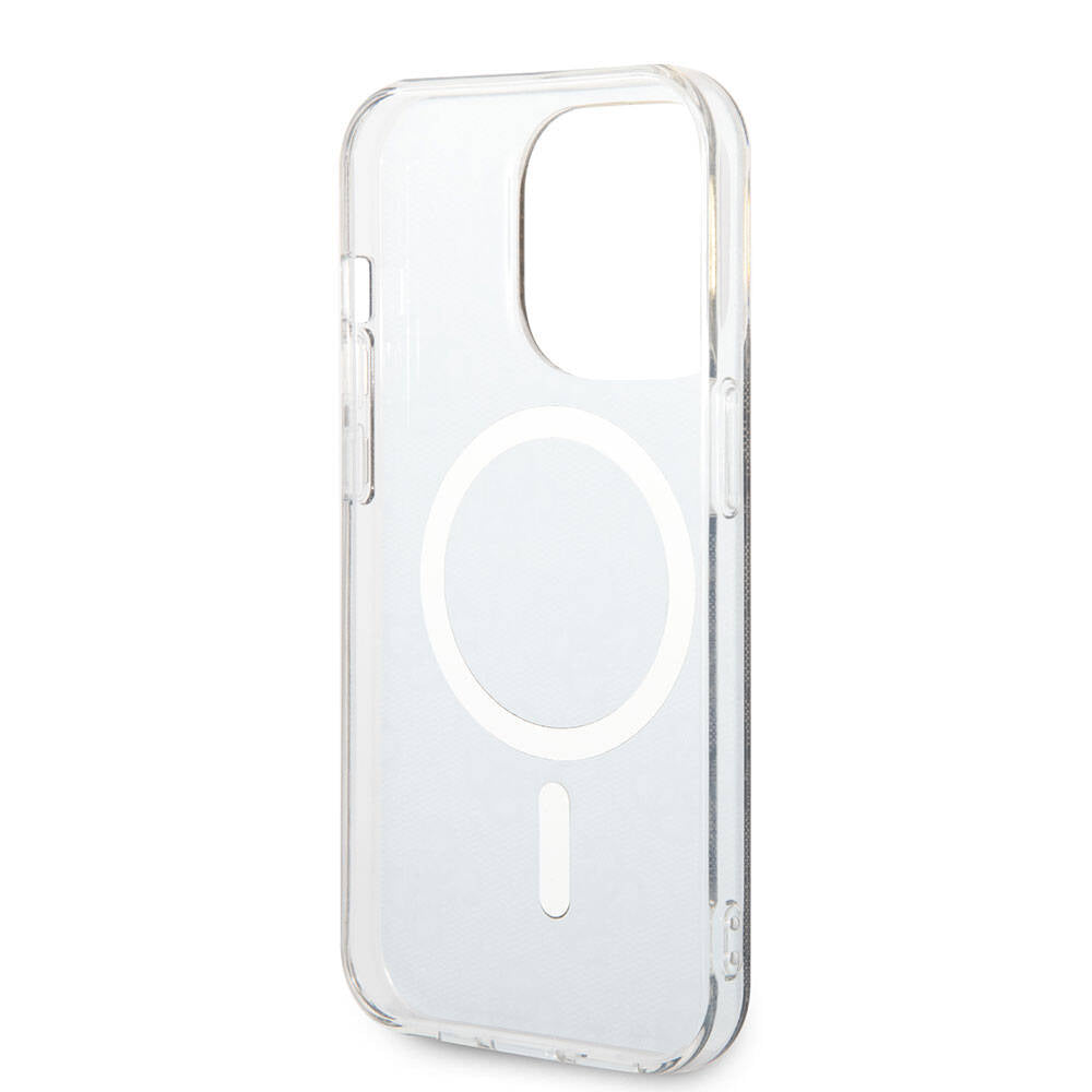 Apple iPhone 15 Pro Kılıf Guess Orjinal Lisanslı M-safe Şarj Özellikli Yazı Logolu 4G Desenli Kapak