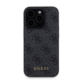 Apple iPhone 15 Pro Kılıf Guess Orjinal Lisanslı M-safe Şarj Özellikli Yazı Logolu 4G Desenli Kapak + Powerbank 5000mAh 2in1 Set