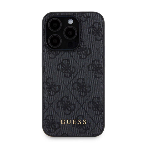Apple iPhone 15 Pro Kılıf Guess Orjinal Lisanslı M-safe Şarj Özellikli Yazı Logolu 4G Desenli Kapak + Powerbank 5000mAh 2in1 Set
