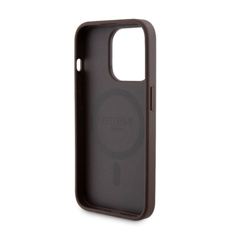 Apple iPhone 15 Pro Kılıf Guess Orjinal Lisanslı M-safe Şarj Özellikli Yazı Logolu 4G Desenli Kapak + Powerbank 5000mAh 2in1 Set