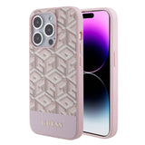 Apple iPhone 15 Pro Kılıf Guess Orjinal Lisanslı M-safe Şarj Özellikli Yazı Logolu GCube Desenli Kapak