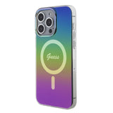 Apple iPhone 15 Pro Kılıf Guess Orjinal Lisanslı M-safe Şarj Özellikli Yazı Logolu Iridescent Kapak