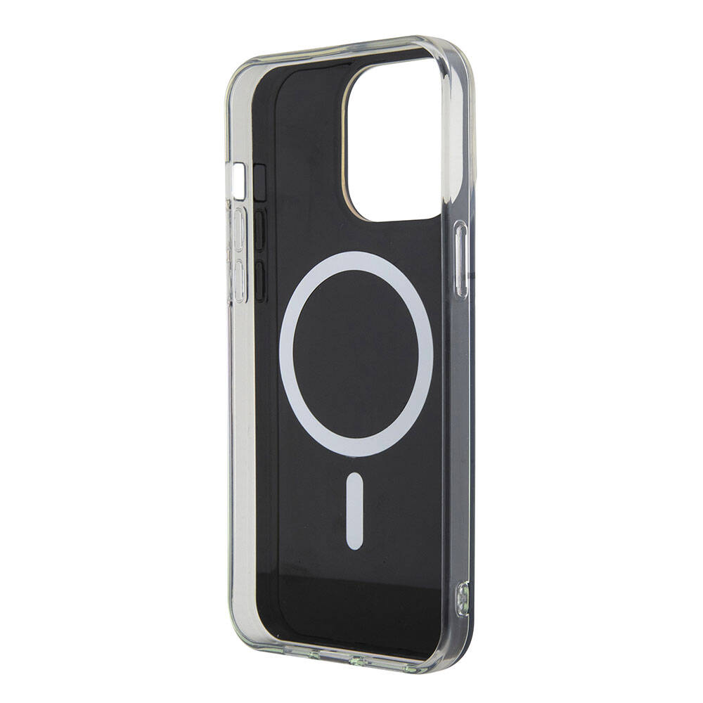 Apple iPhone 15 Pro Kılıf Guess Orjinal Lisanslı M-safe Şarj Özellikli Yazı Logolu Iridescent Kapak