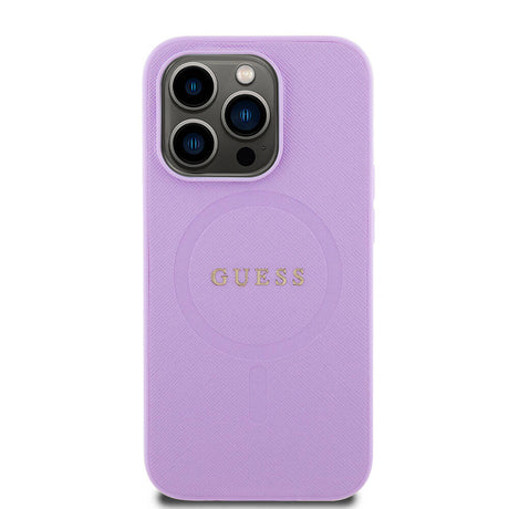 Apple iPhone 15 Pro Kılıf Guess Orjinal Lisanslı M-safe Şarj Özellikli Yazı Logolu Saffiano Kapak
