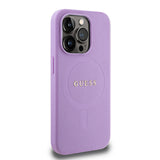 Apple iPhone 15 Pro Kılıf Guess Orjinal Lisanslı M-safe Şarj Özellikli Yazı Logolu Saffiano Kapak