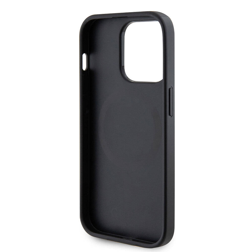 Apple iPhone 15 Pro Kılıf Guess Orjinal Lisanslı M-safe Şarj Özellikli Yazı Logolu Saffiano Kapak