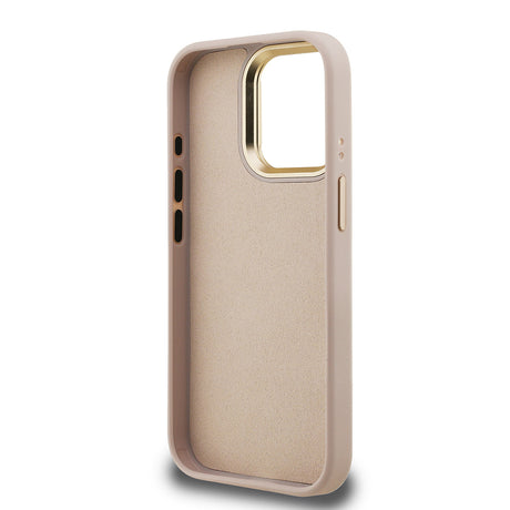 Apple iPhone 15 Pro Kılıf Guess Orjinal Lisanslı PU Deri 4G Desenli Metal Büyük 4G ve Yazı Logolu Kamera Standlı Kapak
