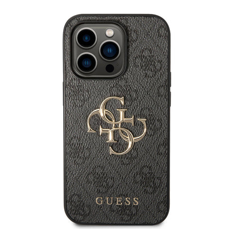 Apple iPhone 15 Pro Kılıf Guess Orjinal Lisanslı PU Deri Yazı ve 4G Metal Logolu Desenli Kapak