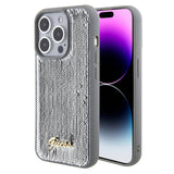 Apple iPhone 15 Pro Kılıf Guess Orjinal Lisanslı Pullu Arka Yüzey Metal Yazı Logolu Sequin Script Kapak