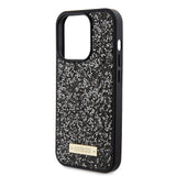 Apple iPhone 15 Pro Kılıf Guess Orjinal Lisanslı Taşlı Arka Yüzey Metal Yazı Logolu Kapak