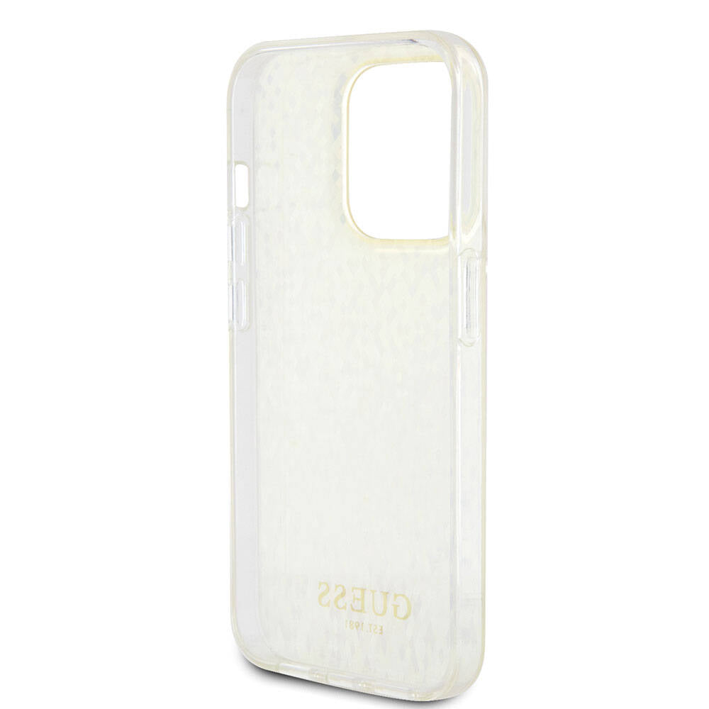 Apple iPhone 15 Pro Kılıf Guess Orjinal Lisanslı Yazı Logolu Mirror Disco Kapak
