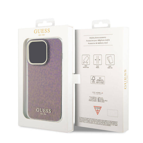 Apple iPhone 15 Pro Kılıf Guess Orjinal Lisanslı Yazı Logolu Mirror Disco Kapak