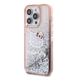 Apple iPhone 15 Pro Kılıf Hello Kitty Orjinal Lisanslı İkonik Sıvılı Glitter Kapak