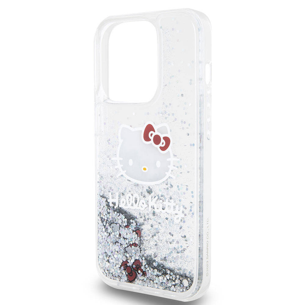 Apple iPhone 15 Pro Kılıf Hello Kitty Orjinal Lisanslı İkonik Sıvılı Glitter Kapak