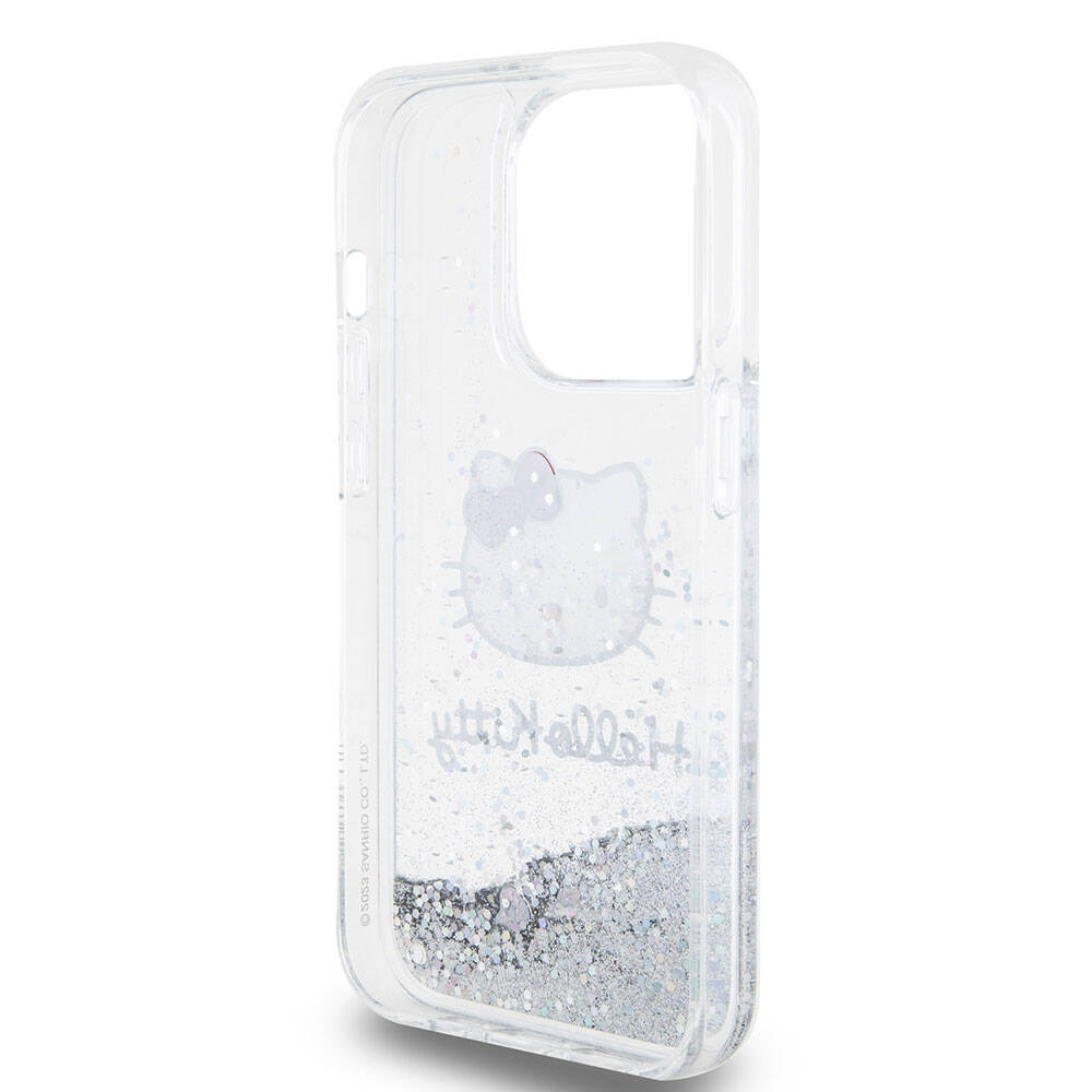 Apple iPhone 15 Pro Kılıf Hello Kitty Orjinal Lisanslı İkonik Sıvılı Glitter Kapak