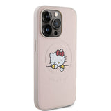 Apple iPhone 15 Pro Kılıf Hello Kitty Orjinal Lisanslı M-safe Şarj Özellikli Baskı Logolu Uyuyan Kitty Deri Kapak