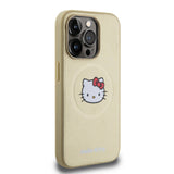 Apple iPhone 15 Pro Kılıf Hello Kitty Orjinal Lisanslı M-safe Şarj Özellikli Kitty Head Deri Kapak