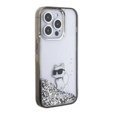 Apple iPhone 15 Pro Kılıf Karl Lagerfeld Choupette Sıvılı Glitter Orjinal Lisanslı Kapak