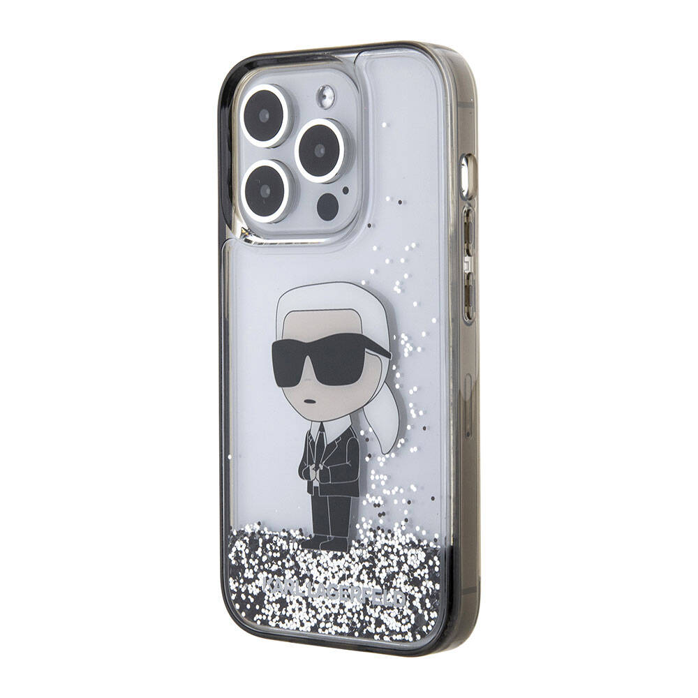 Apple iPhone 15 Pro Kılıf Karl Lagerfeld İkonik Sıvılı Glitter Orjinal Lisanslı Kapak