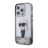 Apple iPhone 15 Pro Kılıf Karl Lagerfeld İkonik Sıvılı Glitter Orjinal Lisanslı Kapak