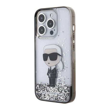 Apple iPhone 15 Pro Kılıf Karl Lagerfeld İkonik Sıvılı Glitter Orjinal Lisanslı Kapak