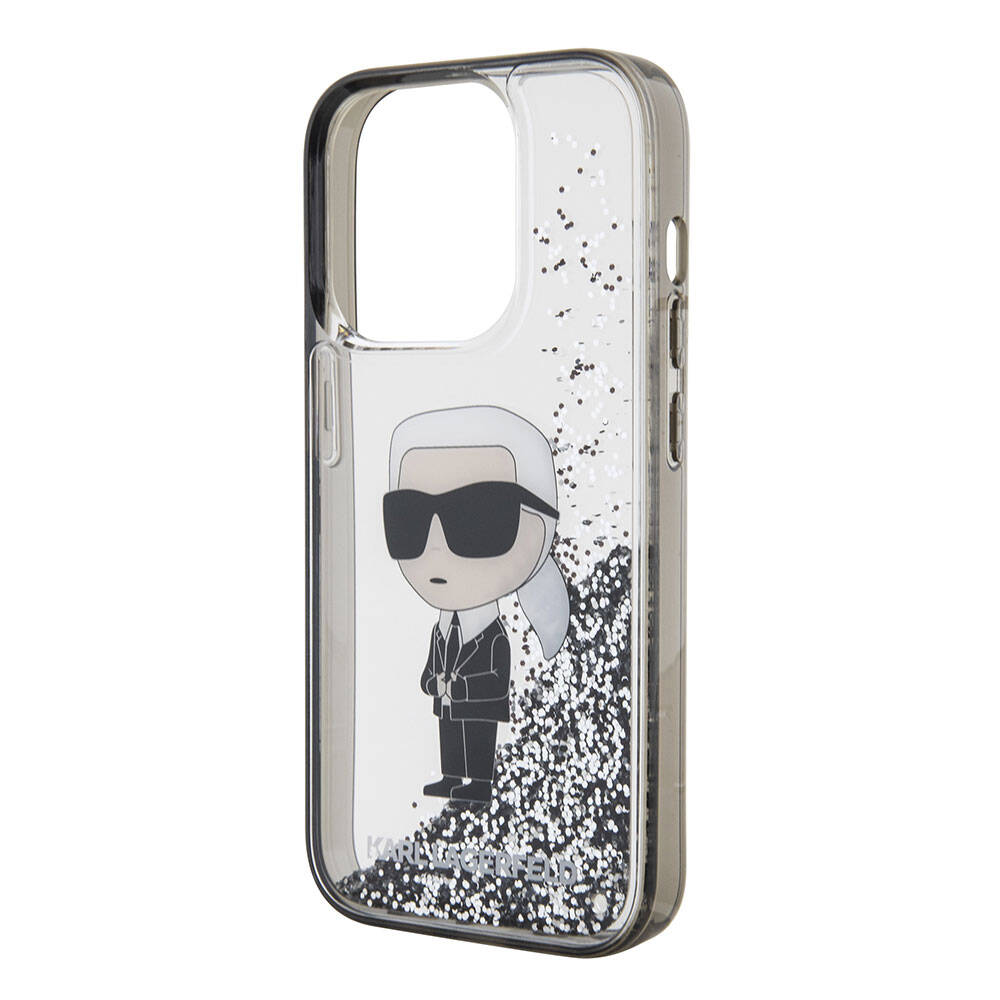 Apple iPhone 15 Pro Kılıf Karl Lagerfeld İkonik Sıvılı Glitter Orjinal Lisanslı Kapak