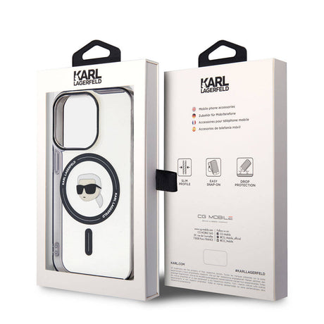 Apple iPhone 15 Pro Kılıf Karl Lagerfeld M-safe Şarj Özellikli IML Karl Orjinal Lisanslı Kapak