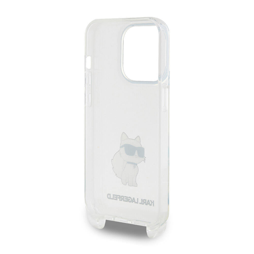 Apple iPhone 15 Pro Kılıf Karl Lagerfeld Orjinal Lisanslı Boyun Askılı Choupette İkonik Crossbody Kapak