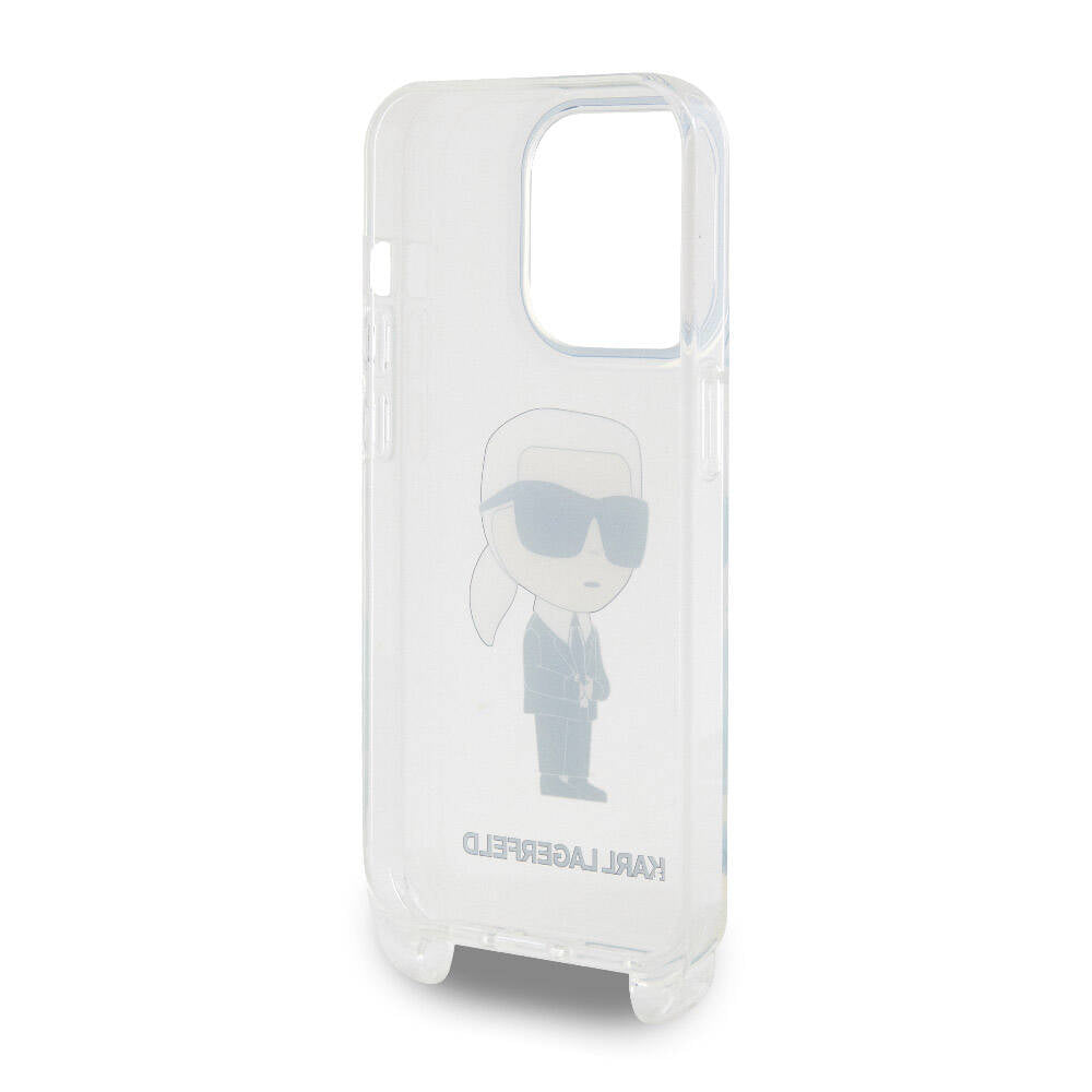 Apple iPhone 15 Pro Kılıf Karl Lagerfeld Orjinal Lisanslı Boyun Askılı Karl İkonik Crossbody Kapak