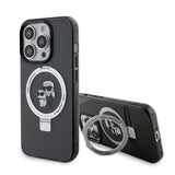 Apple iPhone 15 Pro Kılıf Karl Lagerfeld Orjinal Lisanslı M-safe Şarj Özellikli K&C İkonik Baskılı Ring Standlı Kapak