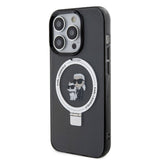 Apple iPhone 15 Pro Kılıf Karl Lagerfeld Orjinal Lisanslı M-safe Şarj Özellikli K&C İkonik Baskılı Ring Standlı Kapak