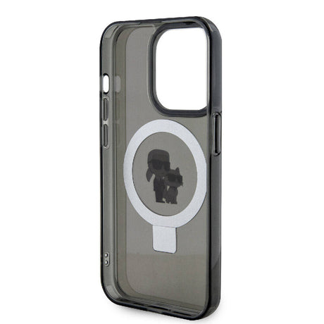 Apple iPhone 15 Pro Kılıf Karl Lagerfeld Orjinal Lisanslı M-safe Şarj Özellikli K&C İkonik Baskılı Ring Standlı Kapak