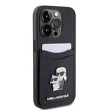 Apple iPhone 15 Pro Kılıf Karl Lagerfeld Orjinal Lisanslı Metal Logo Kartlıklı Saffiano Kapak