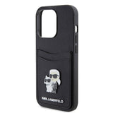 Apple iPhone 15 Pro Kılıf Karl Lagerfeld Orjinal Lisanslı Metal Logo Kartlıklı Saffiano Kapak