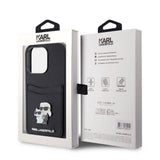 Apple iPhone 15 Pro Kılıf Karl Lagerfeld Orjinal Lisanslı Metal Logo Kartlıklı Saffiano Kapak