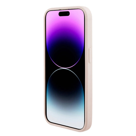 Apple iPhone 15 Pro Kılıf Karl Lagerfeld Orjinal Lisanslı Metal Yazı Logolu Dikişli Logo Arka Yüzey Kapitone Kapak