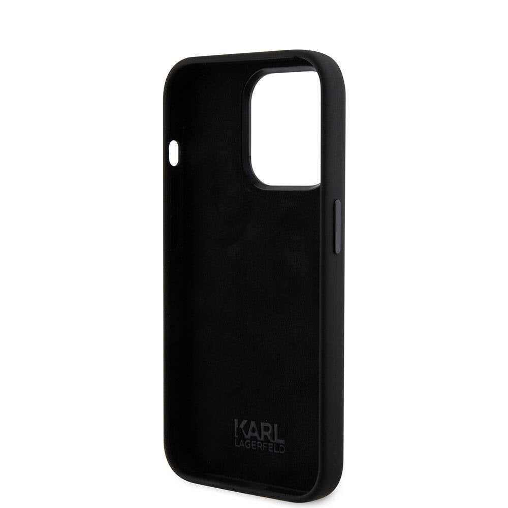 Apple iPhone 15 Pro Kılıf Karl Lagerfeld Silikon İkonik Metal Logo Orjinal Lisanslı Kapak