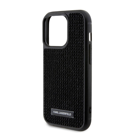 Apple iPhone 15 Pro Kılıf Karl Lagerfeld Taşlı Metal Logo Orjinal Lisanslı Kapak