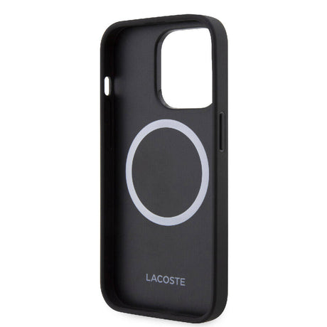 Apple iPhone 15 Pro Kılıf Lacoste Orjinal Lisanslı M-safe Şarj Özellikli PU Deri Görünümlü Karışık Monogram Desenli Kapak