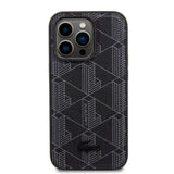 Apple iPhone 15 Pro Kılıf Lacoste Orjinal Lisanslı M-safe Şarj Özellikli PU Deri Görünümlü Karışık Monogram Desenli Kapak
