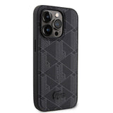 Apple iPhone 15 Pro Kılıf Lacoste Orjinal Lisanslı M-safe Şarj Özellikli PU Deri Görünümlü Karışık Monogram Desenli Kapak
