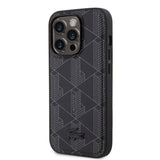 Apple iPhone 15 Pro Kılıf Lacoste Orjinal Lisanslı M-safe Şarj Özellikli PU Deri Görünümlü Karışık Monogram Desenli Kapak