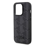 Apple iPhone 15 Pro Kılıf Lacoste Orjinal Lisanslı M-safe Şarj Özellikli PU Deri Görünümlü Karışık Monogram Desenli Kapak
