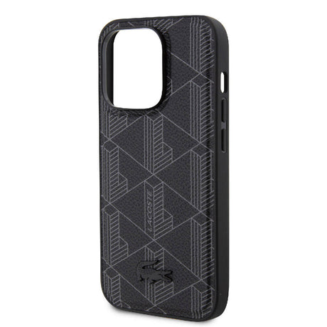 Apple iPhone 15 Pro Kılıf Lacoste Orjinal Lisanslı M-safe Şarj Özellikli PU Deri Görünümlü Karışık Monogram Desenli Kapak