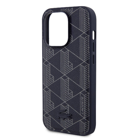 Apple iPhone 15 Pro Kılıf Lacoste Orjinal Lisanslı M-safe Şarj Özellikli PU Deri Görünümlü Karışık Monogram Desenli Kapak